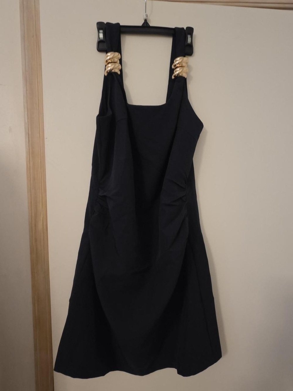 Commense Navy Dress with Gold Accent Straps